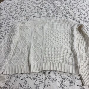 time and tru white crotchet sweater from walmart